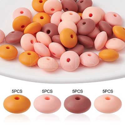 20Pcs 4 Colors Food Grade Eco-Friendly Silicone Focal Beads SIL-YW0001-12C-1