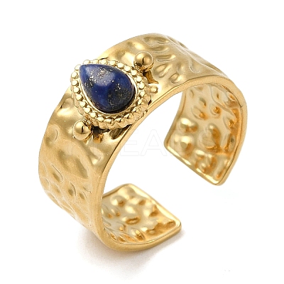 6Pcs 6 Style Teardrop & Star & Rectangle 304 Stainless Steel Open Cuff Rings Set RJEW-P092-01G-M-1