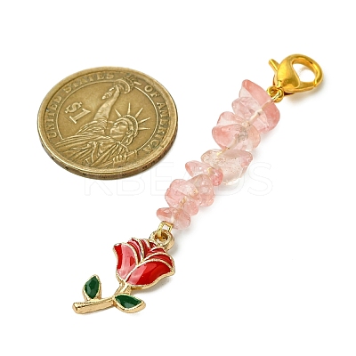 4Pcs Valentine's Day Alloy Enamel Rose Pendant Decorations HJEW-JM02858-1