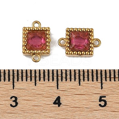 Ion Plating(IP) 304 Stainless Steel Cubic Zirconia Square Links Connector Charms STAS-K256-24G-1