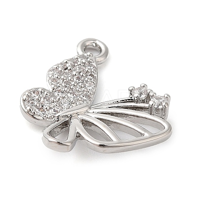 Brass Micro Pave Clear Cubic Zirconia Charms KK-G503-38P-1