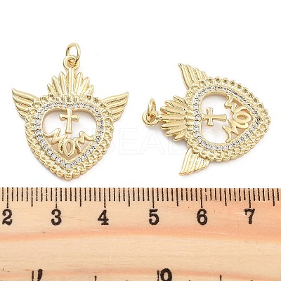 Brass Pave Cubic Zirconia Pendants KK-U009-10A-G-1
