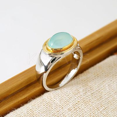 Oval Brass Cat Eye Finger Rings FS-WGC727D-04-1