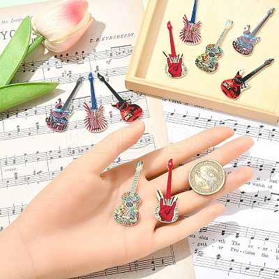 10Pcs 5 Colors Opaque Printed Acrylic Pendants OACR-YW0003-42-1