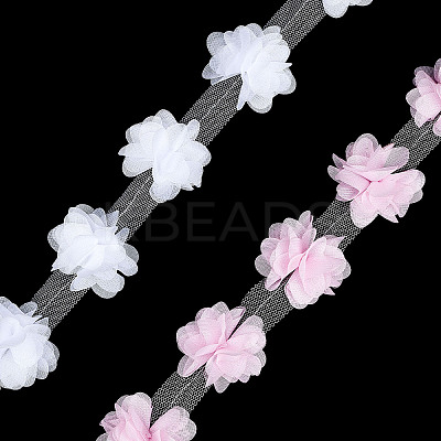 9~10 Yards 2 Colors 3D Organza Flower Trimming FIND-GF0004-50-1