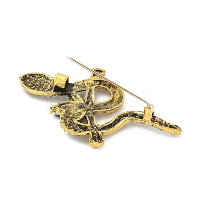 Snake Alloy Rhinestone Brooches for Backpack Clothes LS-JEWB-Z040-01A-AG-1