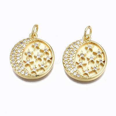 Brass Micro Pave Clear Cubic Zirconia Pendants ZIRC-N039-135-NF-1