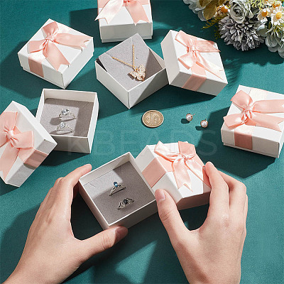 Square Cardboard Paper Jewelry Set Storage Boxes LS-CON-WH0086-097C-1