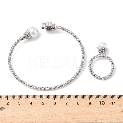 Heart Clover Brass Micro Pave Cubic Zirconia Cuff Bangles & Rings Sets for Women SJEW-R002-02P-01-1