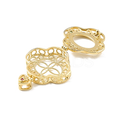 Rack Plating Brass Micro Pave Cubic Zirconia Locket Pendants KK-C241-02G-1