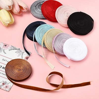 50 Yards 10 Colors Single Face Velvet Ribbon SRIB-YW0001-02-1