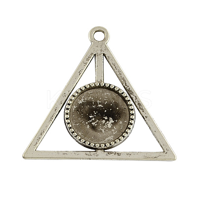 Tibetan Style Alloy Triangle Deathly Hallows Pendant Cabochon Settings TIBEP-322-AS-LF-1