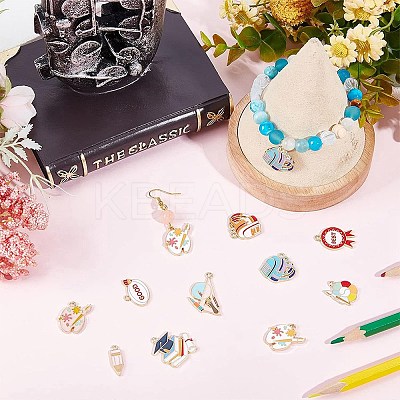 24Pcs 12 Style School Theme Alloy Enamel Pendants FIND-SC0004-12-1