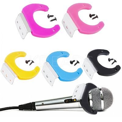 5 Sets 5 Colors Silicone Wall Mounted Rack for Handheld Wireless Microphone AJEW-CA0003-52-1