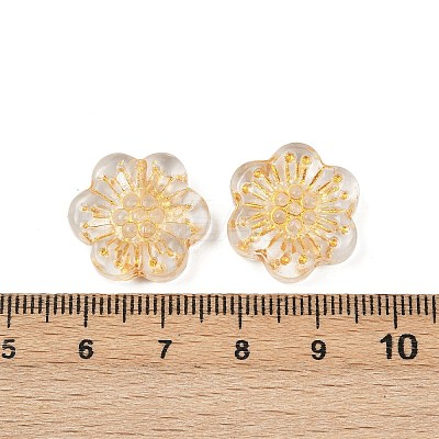 Baking Paint and Golden Metal Enlaced Glass Beads DGLA-T004-09A-1