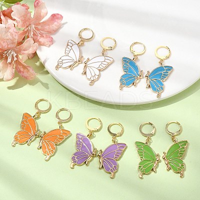Alloy Enamel Dangle Leverback Earrings EJEW-JE05559-1