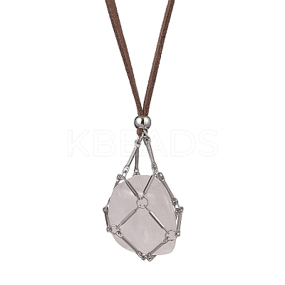 Crystal Holder Cage Necklace NJEW-JN04587-03-1