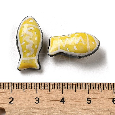 Handmade Printed Porcelain Beads PORC-E015-17I-1
