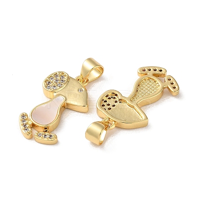 Brass Micro Pave Clear Cubic Zirconia Pendants KK-B083-27A-G-1