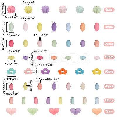 168Pcs 8 Style Opaque Acrylic Beads SACR-GA0001-03-1