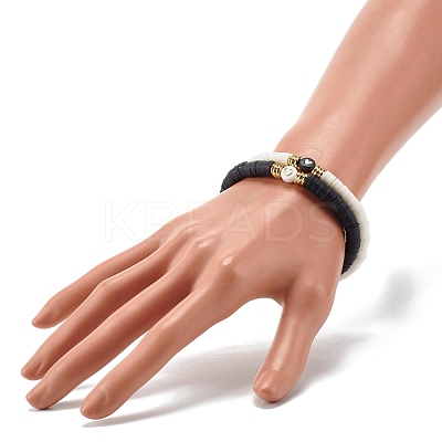 Heart Pattern Beads Stretch Bracelets Set for Women BJEW-JB07158-1