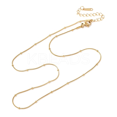 304 Stainless Steel Round Snake Chain Necklaces with Rondelle Beads NJEW-C103-01G-1