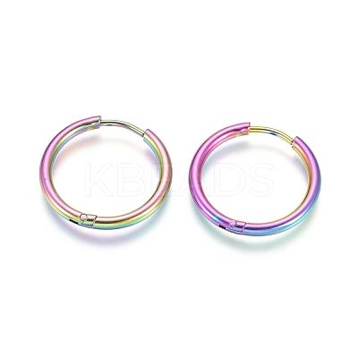 Ion Plating(IP) 304 Stainless Steel Huggie Hoop Earrings EJEW-F111A-20mm-Y-1