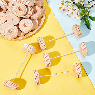 36Pcs Unfinished Wood Wheels Toys AJEW-DR0001-53-1