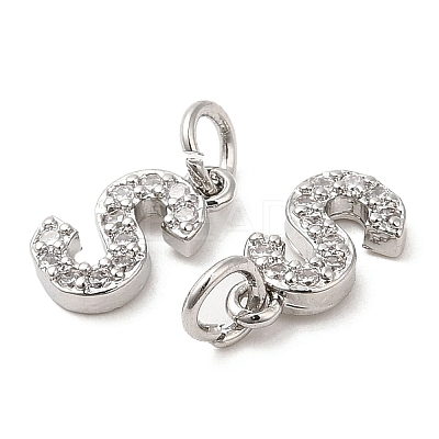 Brass Micro Pave Grade AAA Cubic Zirconia Charms ZIRC-P067-11P-S-NR-1