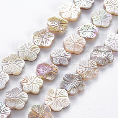 Electroplated Natural Freshwater Shell Beads Strands SHEL-N026-164-1