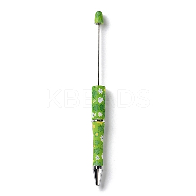 Clover Pattern Plastic Beadable Pens AJEW-P115-01C-1