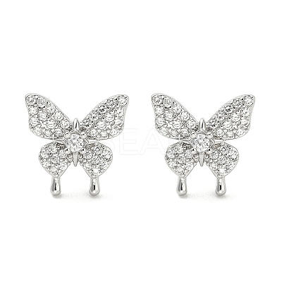 Rack Plating Brass Micro Pave Clear Cubic Zirconia Stud Earrings for Women EJEW-M260-13P-B-1