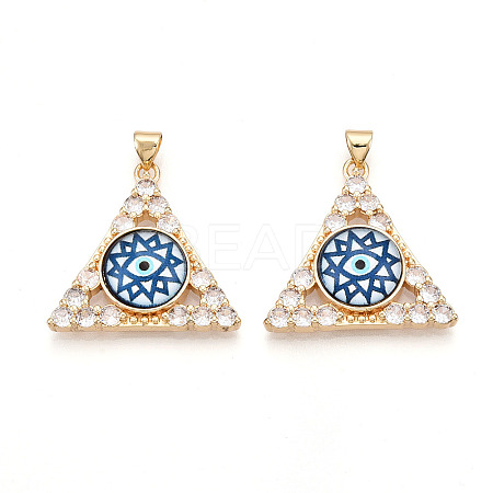 Brass Micro Pave Clear Cubic Zirconia Pendants for Women KK-T070-90A-07-1