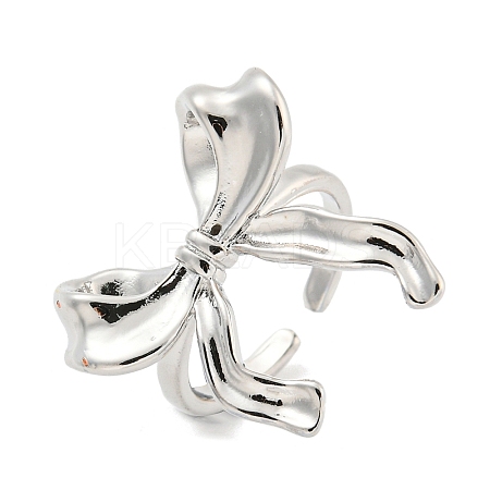 Bowknot Brass Cuff Rings RJEW-L113-015P-02-1