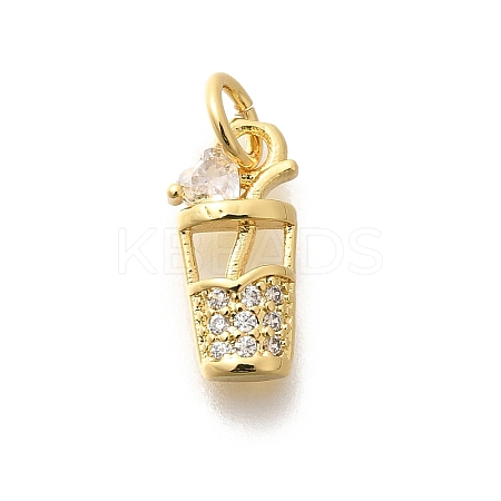 Brass Micro Pave Clear Cubic Zirconia Pendants KK-L225-009G-02-1