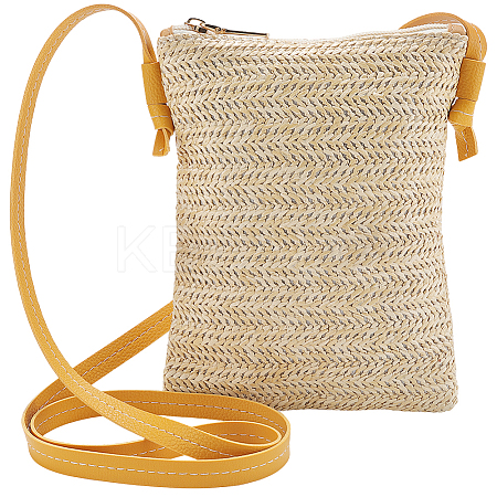 Straw Zipper Crossbody Bags AJEW-WH20019-41-1
