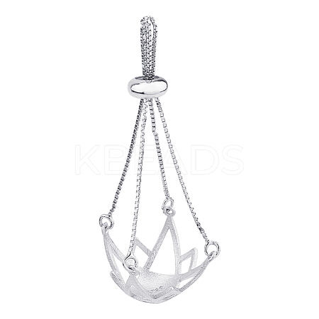 1Pc Rhodium Plated 925 Sterling Silver Bead Cage Pendant Mounting STER-HS0001-20P-1