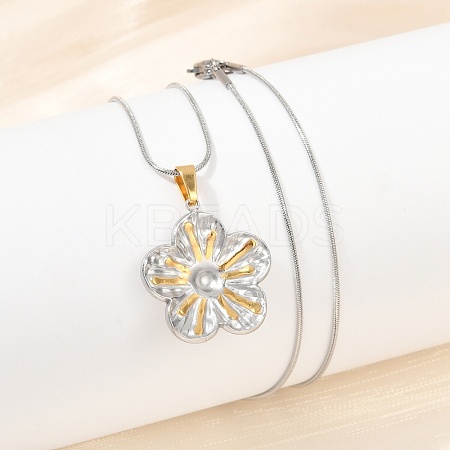 304 Stainless Steel Two Tone Pendant Necklaces for Women NJEW-S445-01D-GP-1