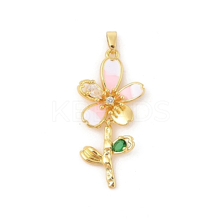 Brass Micro Pave Cubic Zirconia Pendants X-KK-R100-03G-1