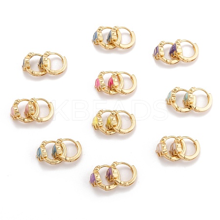 Brass Micro Pave Clear Cubic Zirconia Huggie Hoop Earrings EJEW-P187-D-1
