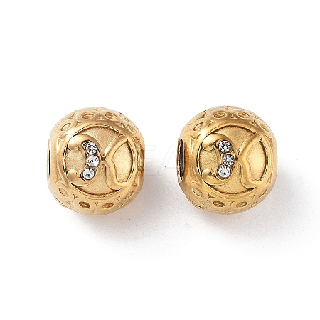 Ion Plating(IP) 304 Stainless Steel Rhinestone European Beads STAS-A092-10K-G-1