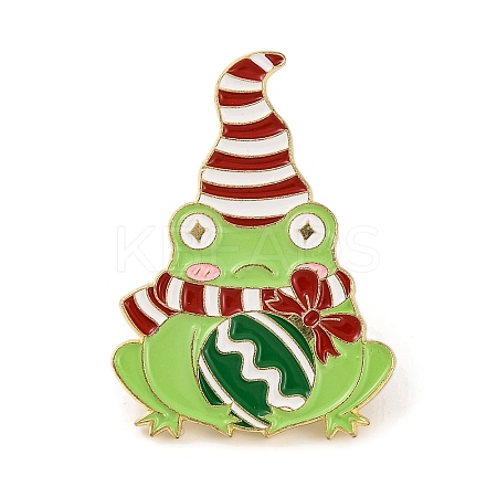 Christmas Frog with Bell Alloy Enamel Pins for Backpack Clothes JEWB-A024-01A-1