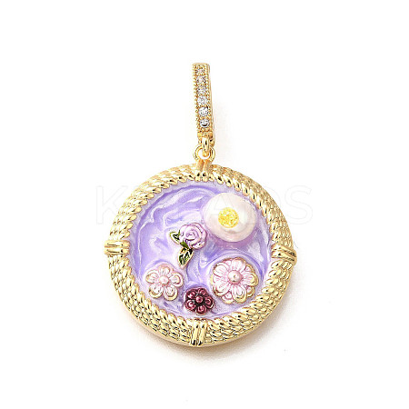 Brass Micro Pave Cubic Zirconia & Enamel Pendants KK-R222-14G-01-1