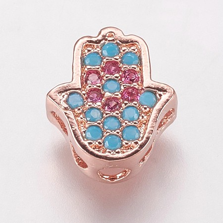 Brass Cubic Zirconia Beads KK-P134-06RG-1