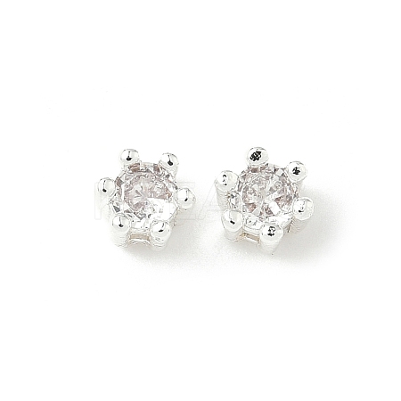 Brass Micro Pave Cubic Zirconia Beads KK-D386-09S-03-1