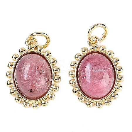 Natural Rhodonite Oval Pendants KK-U043-46G-E-1