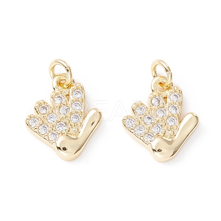 Brass Micro Pave Clear Cubic Zirconia Charms KK-D067-14G-RS-1