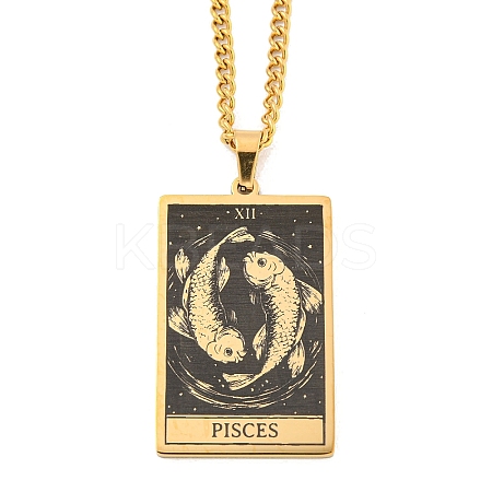 304 Stainless Steel Tarot Pendant Necklaces NJEW-A026-01G-12-1