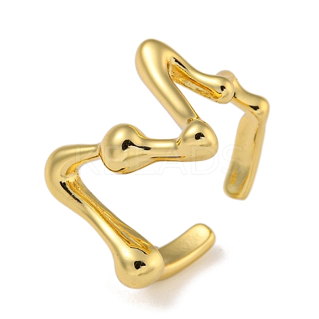 V Shape Brass Open Cuff Rings for Women RJEW-Z050-05G-1