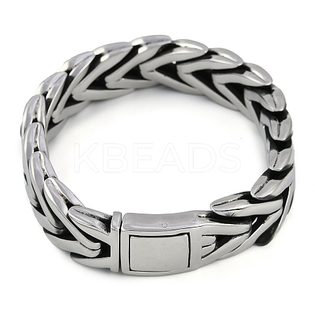 304 Stainless Steel Cuban Link Chain Bracelets for Men BJEW-B102-04AS-1